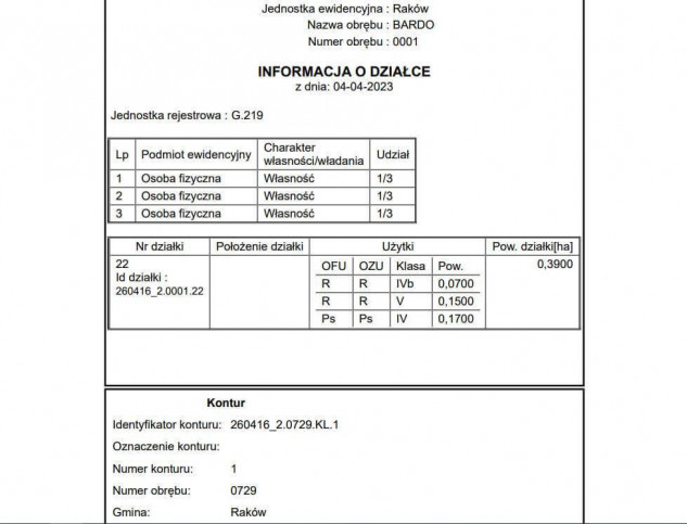 Działka Sprzedaż Bardo Bardo Górne 7